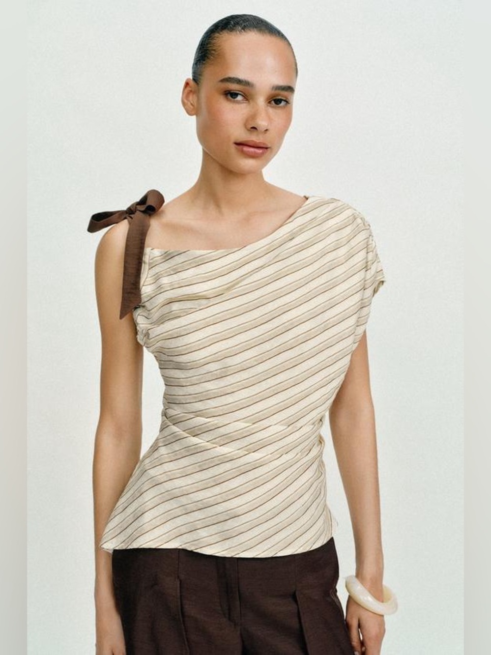 NWT Zara striped bow top blogger favourite